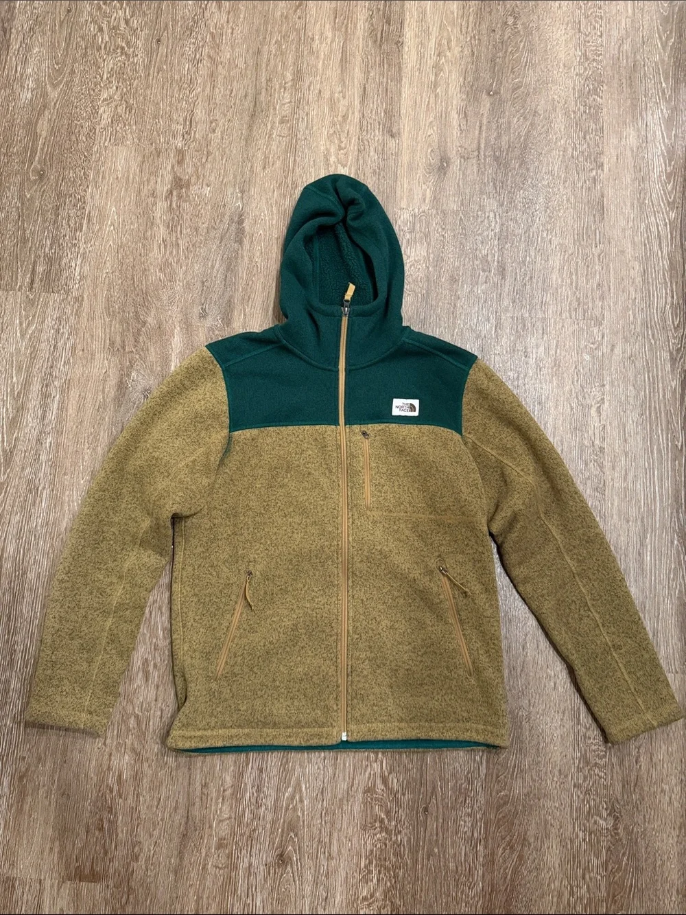 The North Face Olive & Forest Green Hooded Fleece Jacket